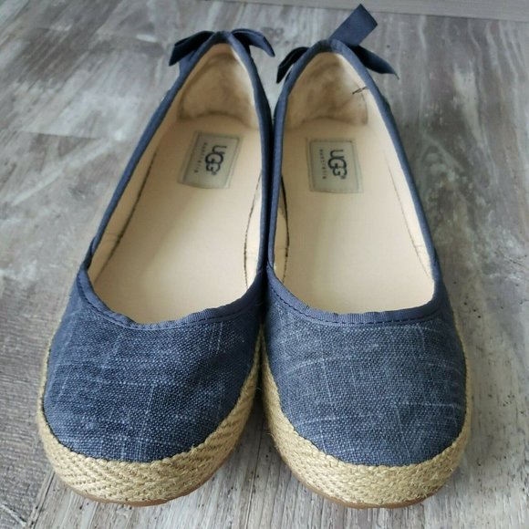 Ugg Indah Ballet Flat Denim Blue Western Girl Country Core Lace Ribbon 6.5 NEW - Picture 4 of 16